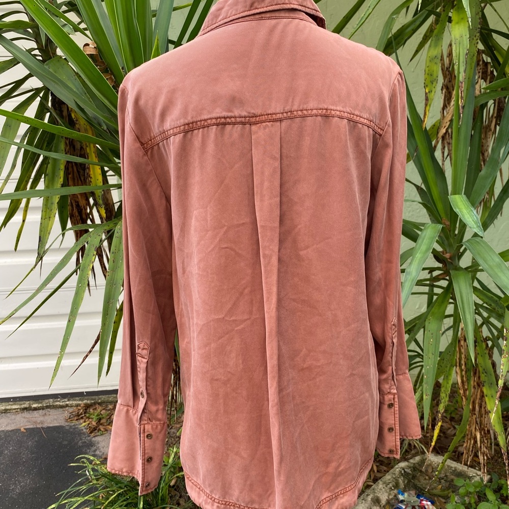 Free People Lace Up Rust Shirt - Picture 7 of 11